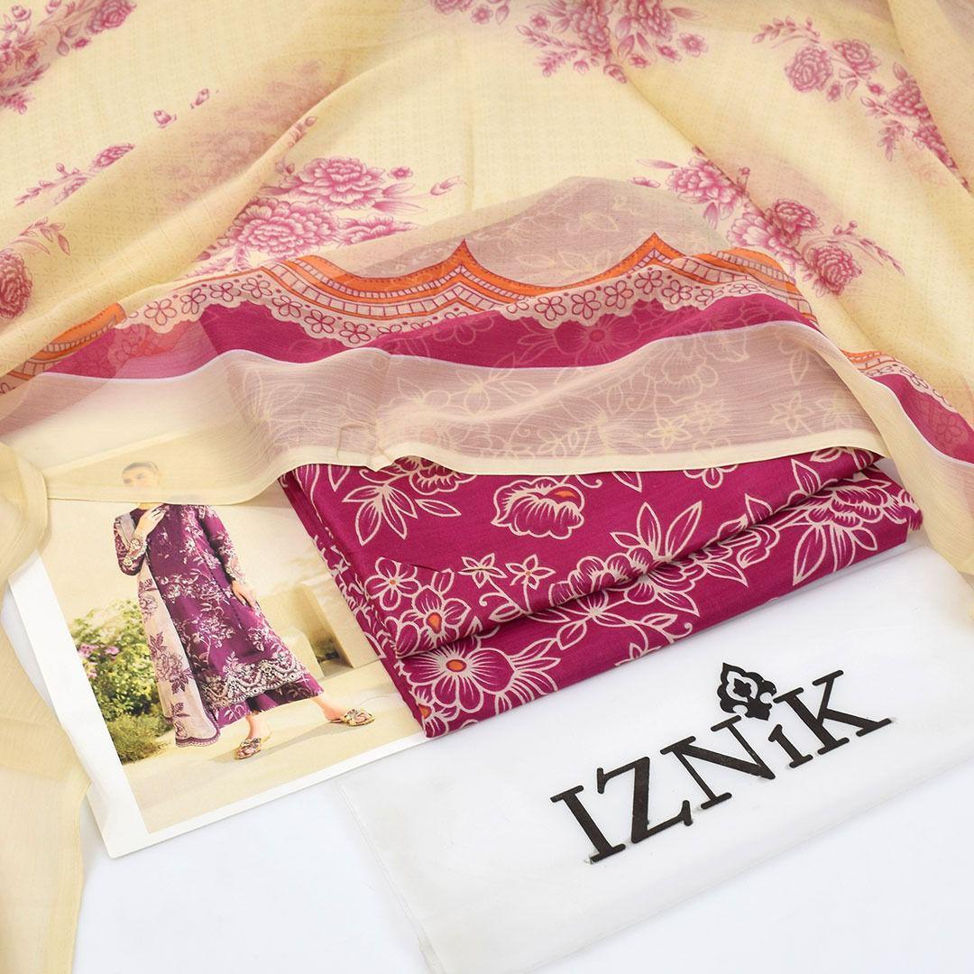 3 Pcs Women's Unstitched Printed with Embroidered Suit