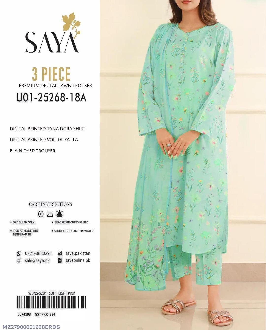 3 Pcs Women's Unstitched Printed Suit