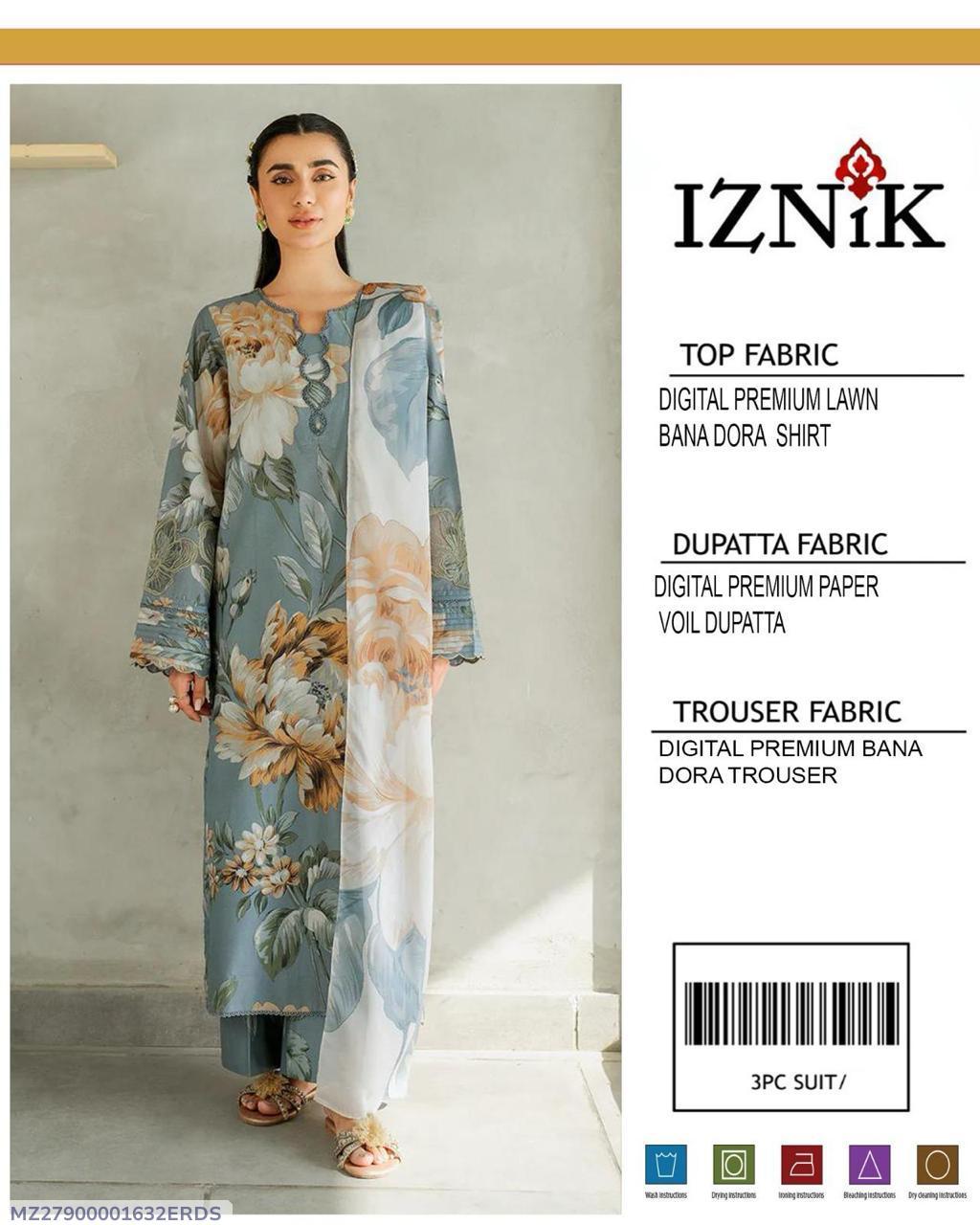 3 Pcs Women's Unstitched Printed Suit