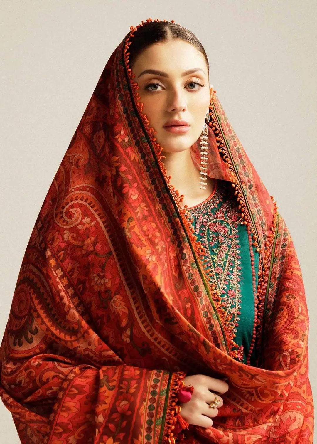 Green Embroidered Lawn 3Pcs Set for Women