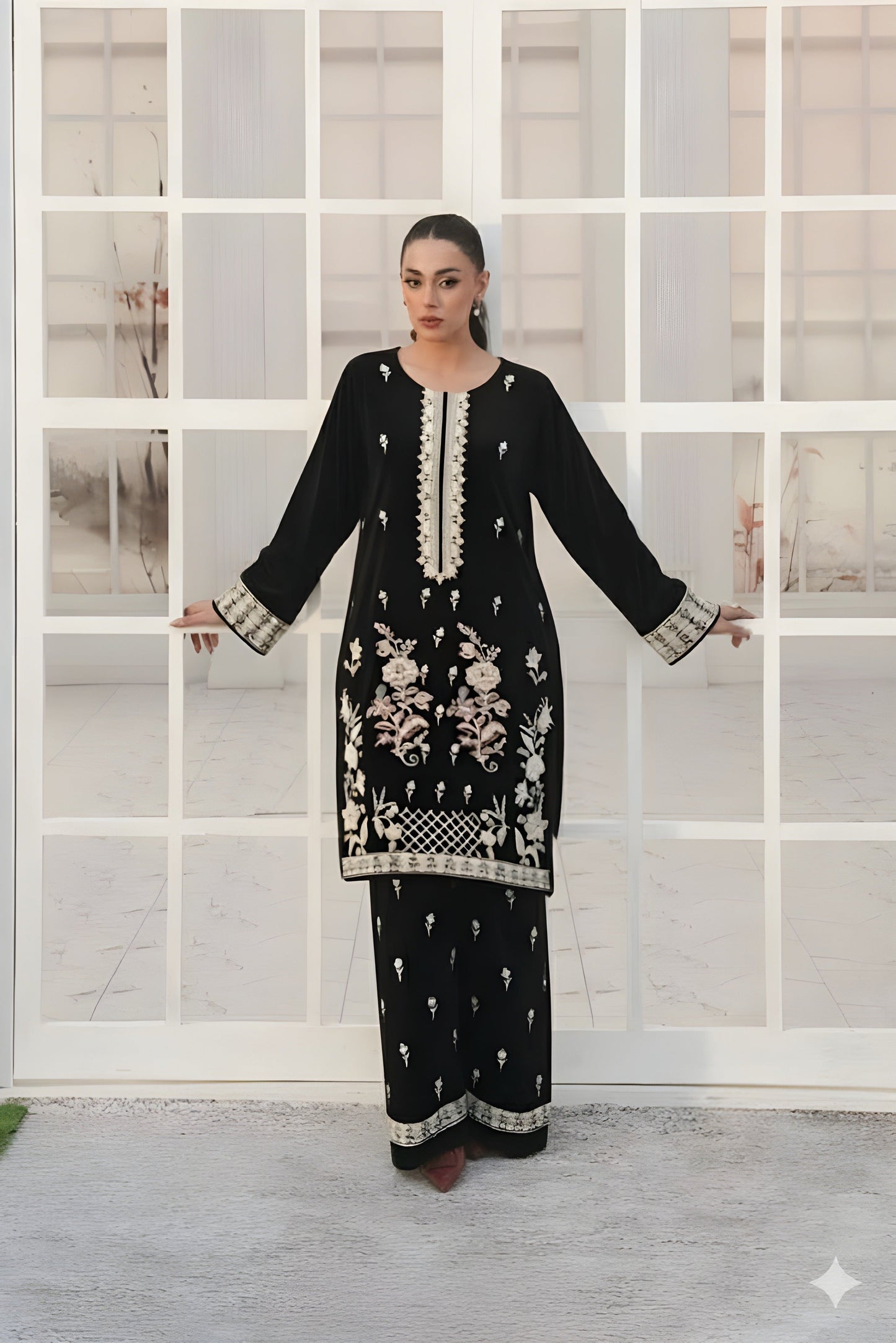 Embroidered Cotton Jacquard Stitched 3 Piece