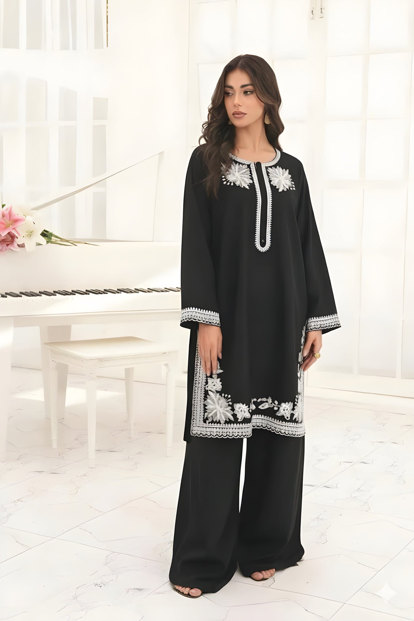 Embroidered Cotton Jacquard Stitched 3 Piece
