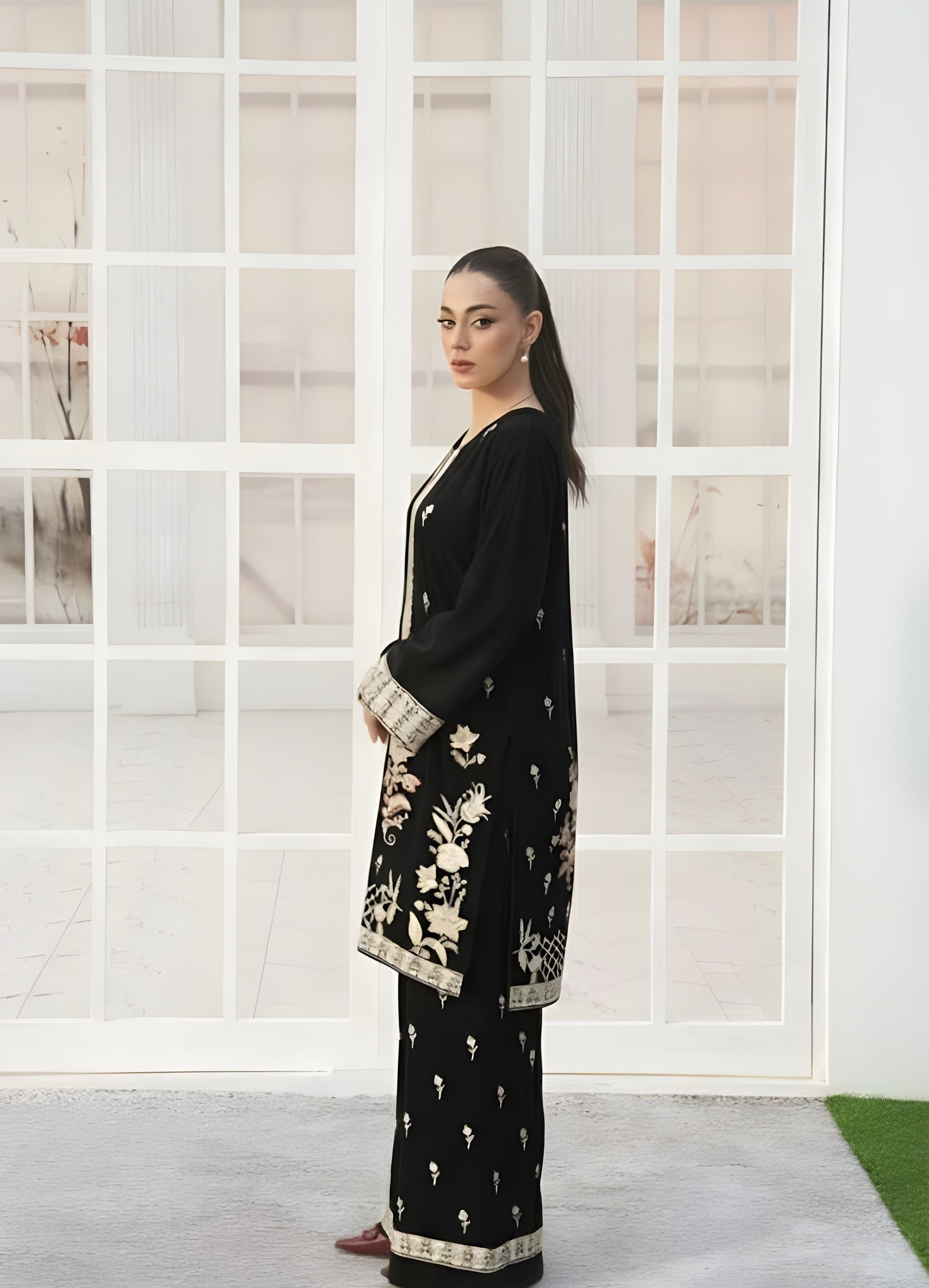 Embroidered Cotton Jacquard Stitched 3 Piece