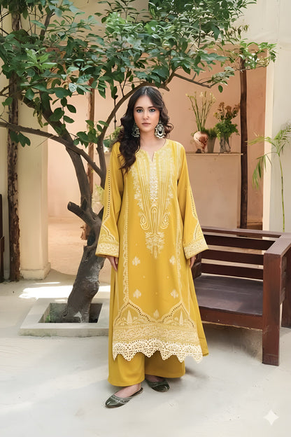 Embroidered Cotton Jacquard Stitched 3 Piece