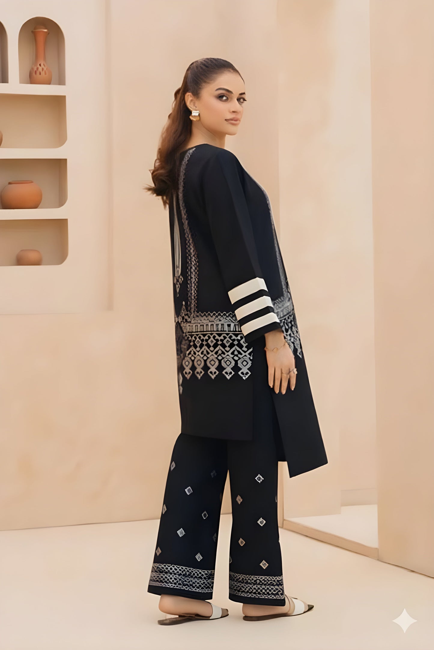 Embroidered Cotton Jacquard Stitched 3 Piece