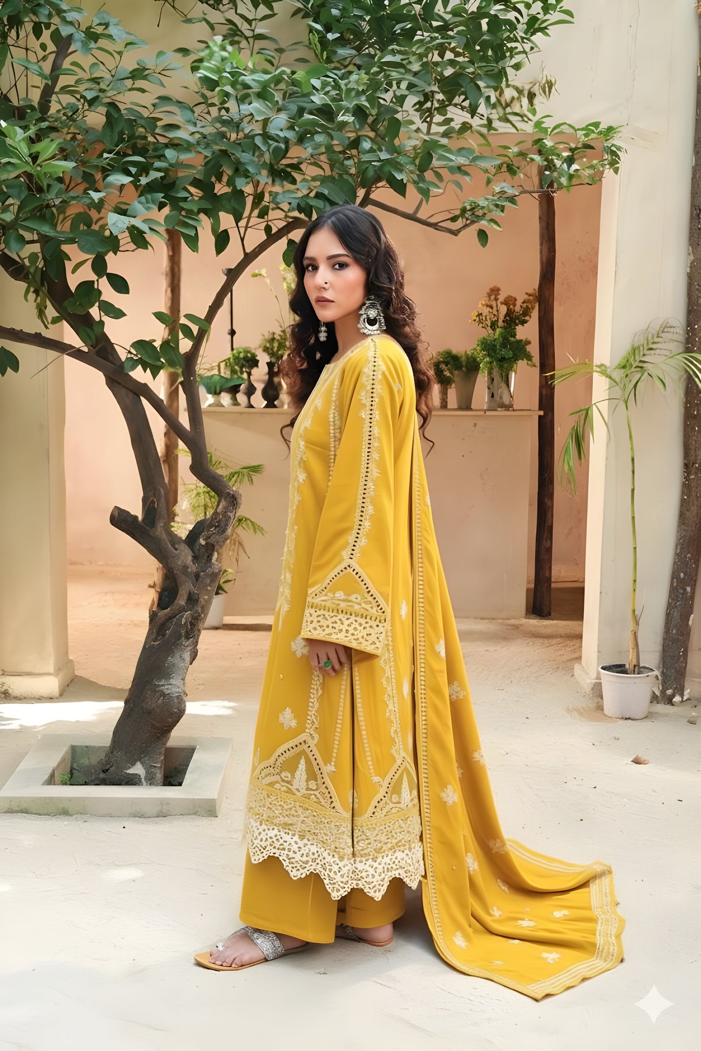 Embroidered Cotton Jacquard Stitched 3 Piece