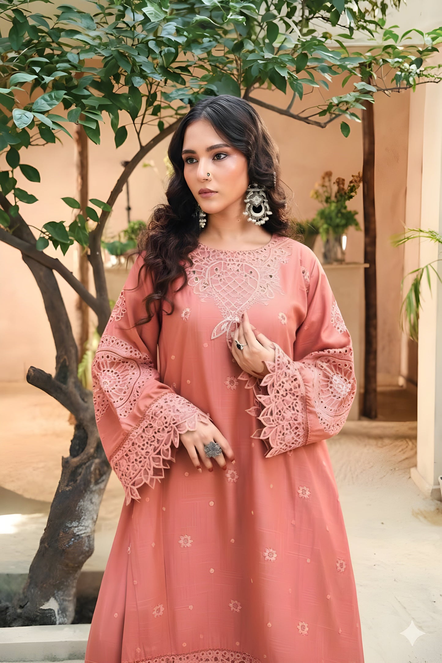 Embroidered Cotton Jacquard Stitched 3 Piece