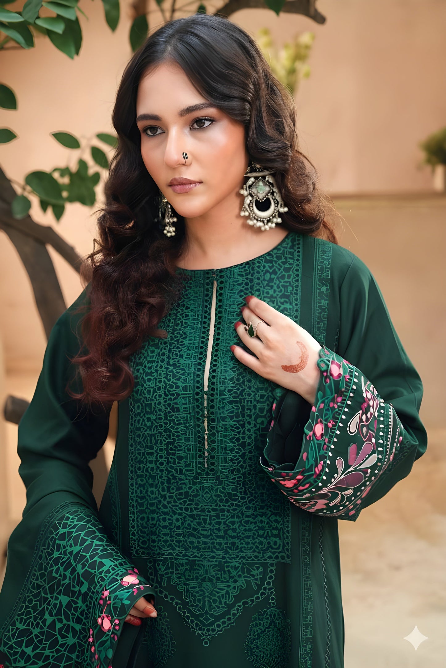 Embroidered Cotton Jacquard Stitched 3 Piece