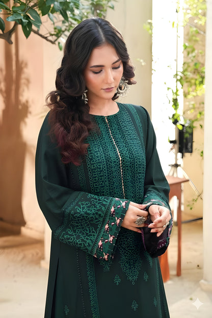 Embroidered Cotton Jacquard Stitched 3 Piece