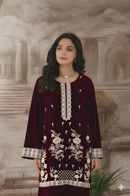 Embroidered Cotton Jacquard Stitched 3 Piece