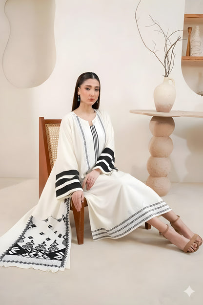 Embroidered Cotton Jacquard Stitched 3 Piece