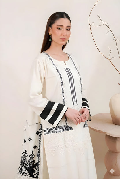 Embroidered Cotton Jacquard Stitched 3 Piece