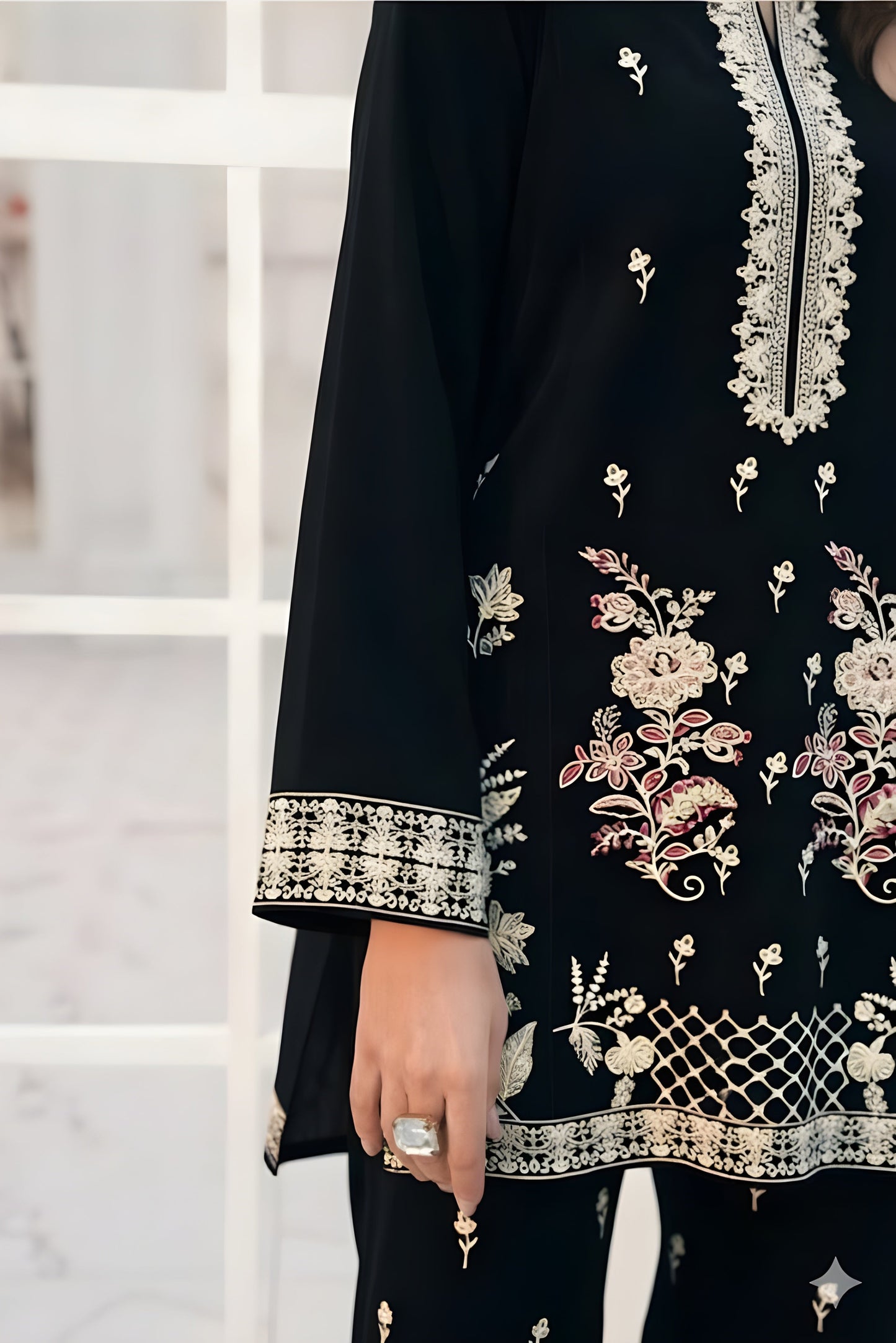 Embroidered Cotton Jacquard Stitched 3 Piece