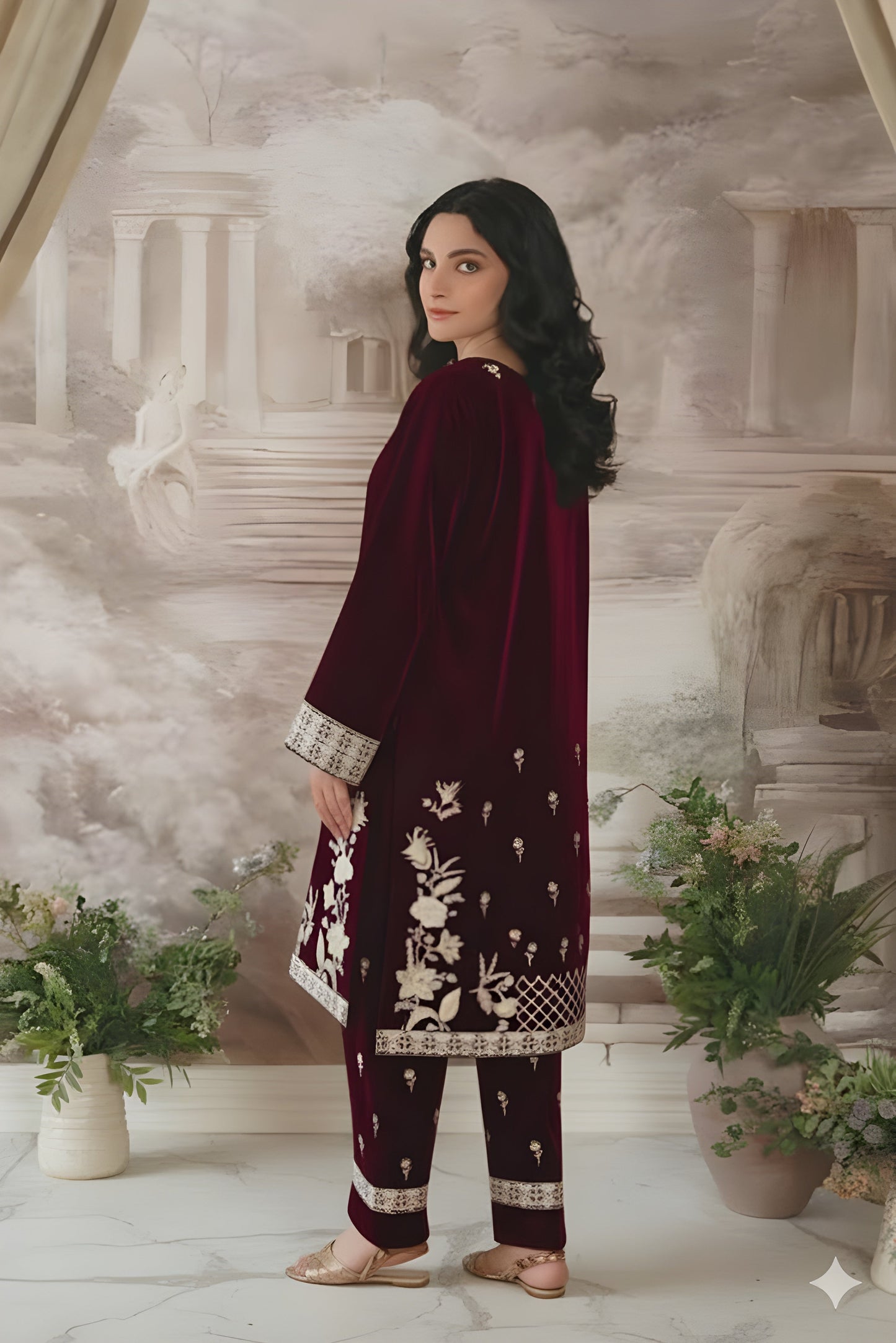 Embroidered Cotton Jacquard Stitched 3 Piece
