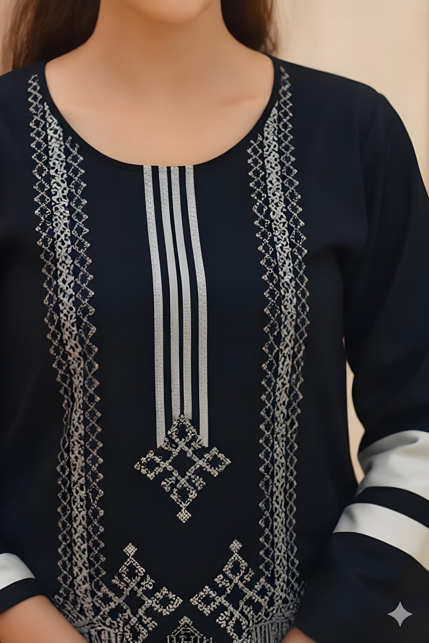 Embroidered Cotton Jacquard Stitched 3 Piece