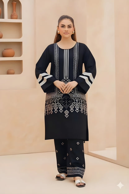 Embroidered Cotton Jacquard Stitched 3 Piece