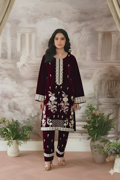 Embroidered Cotton Jacquard Stitched 3 Piece