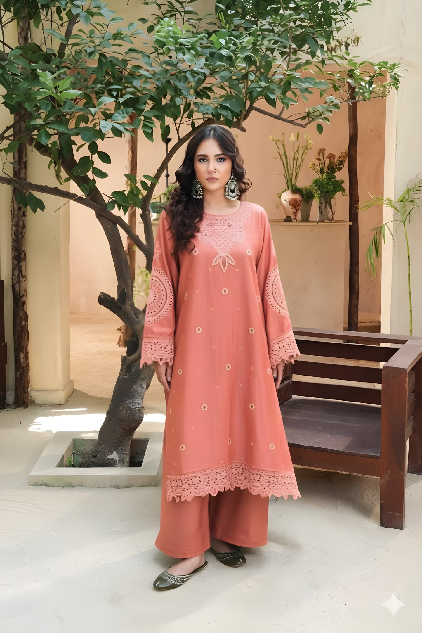 Embroidered Cotton Jacquard Stitched 3 Piece