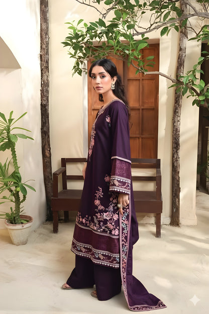 Embroidered Cotton Jacquard Stitched 3 Piece