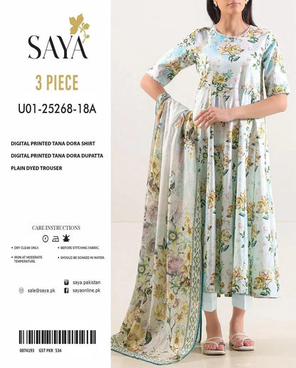 3 Piece Floral Lawn Suit Green Eid Summer
