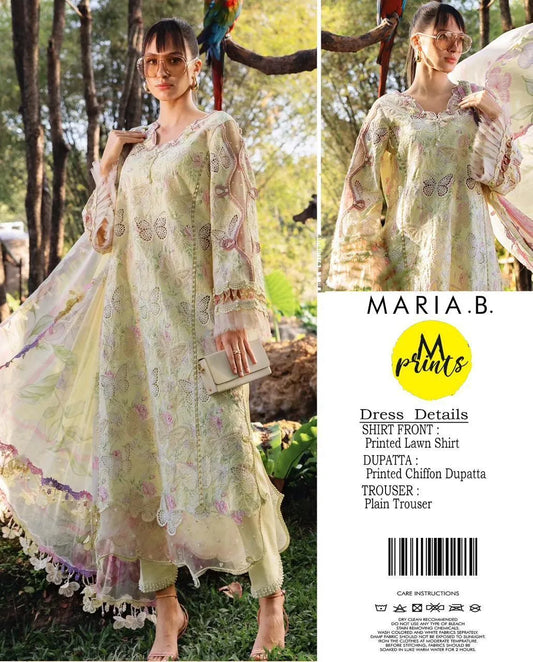2026 Lawn 3pcs Printed Suit with Chiffon Dupatta