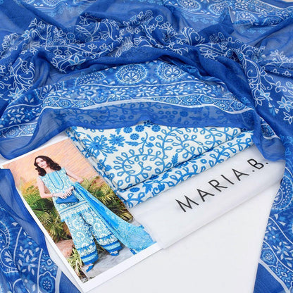 Blue Printed Lawn 3-Piece Suit for Women