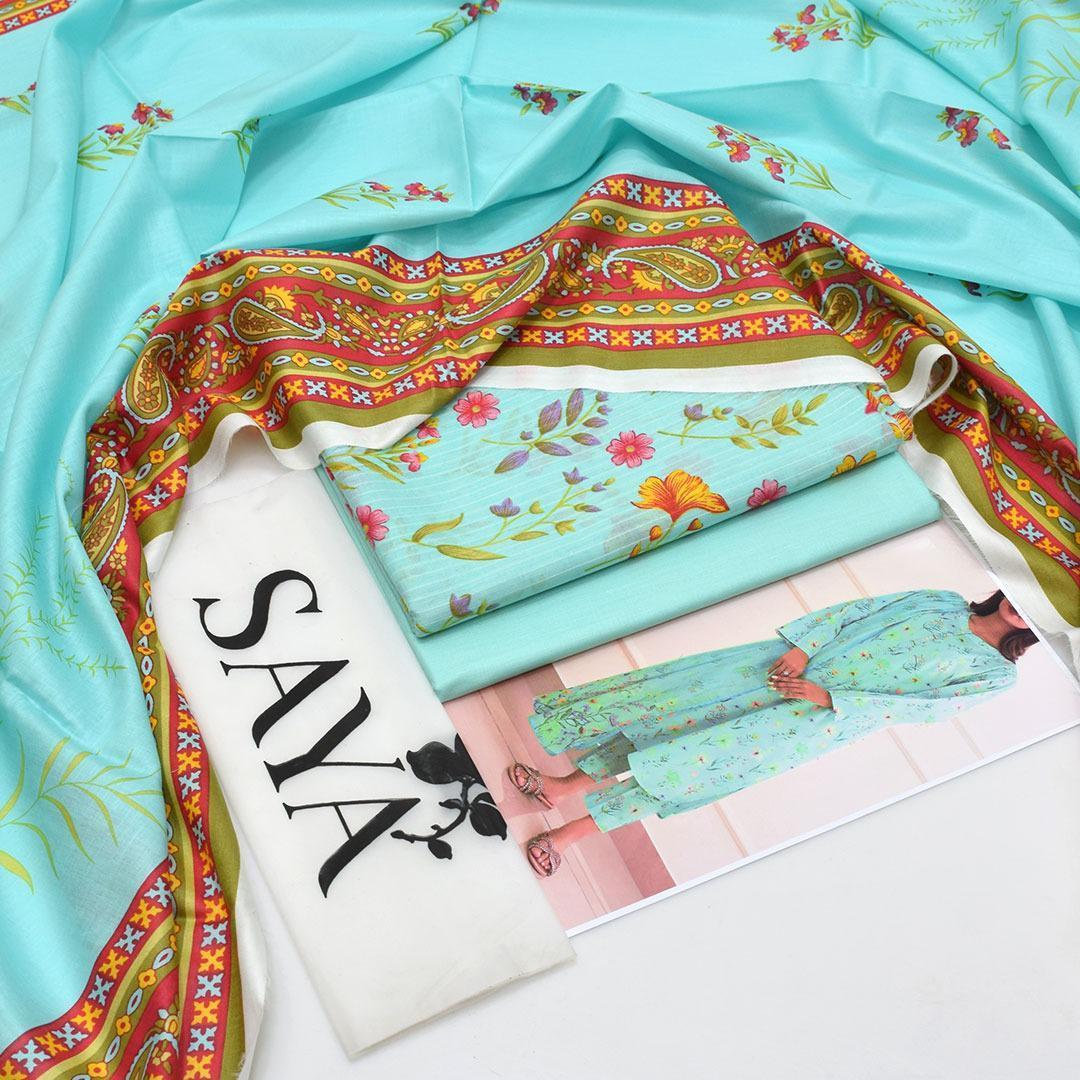 3 Pcs Women's Unstitched Printed Suit