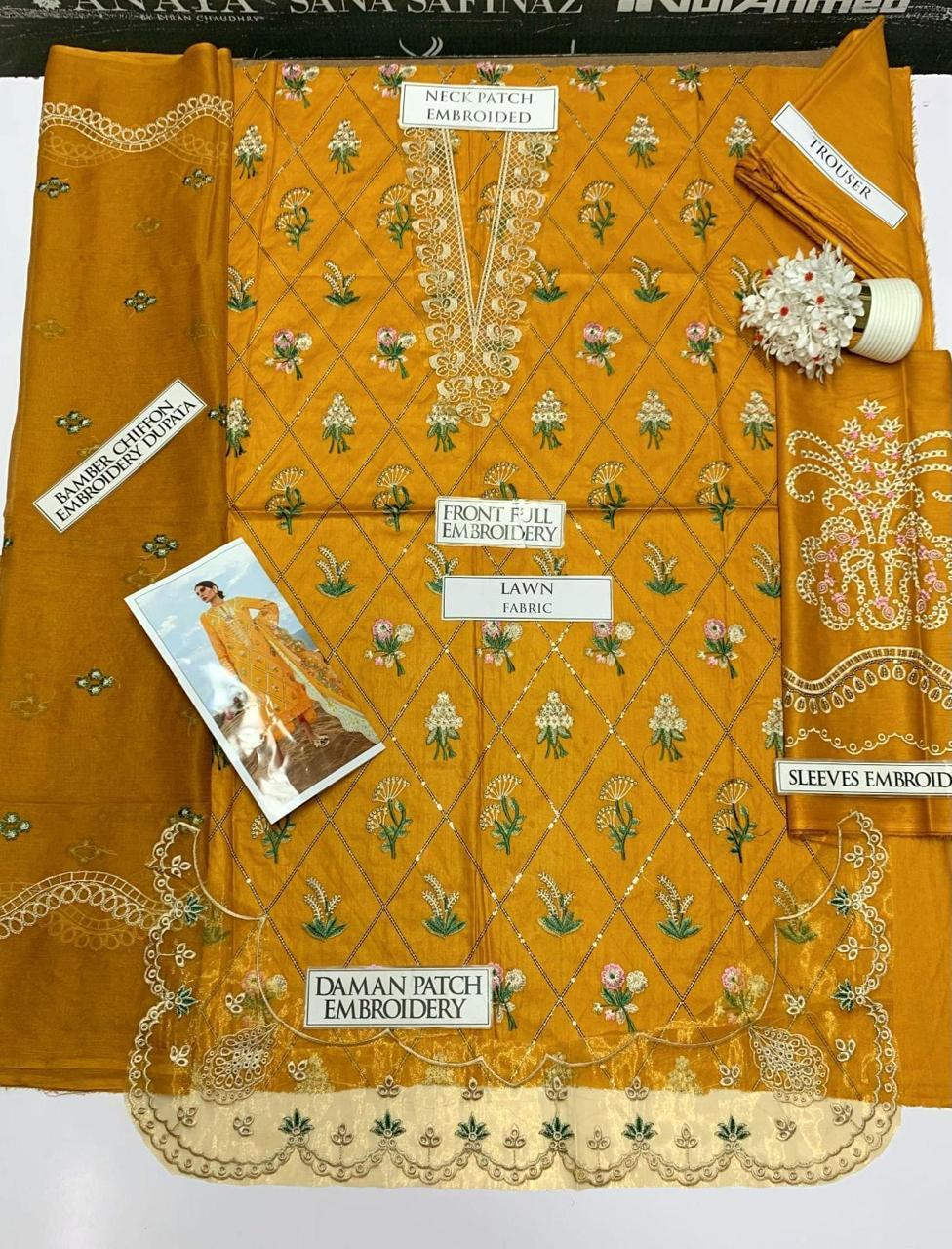 3 Pcs Women's Unstitched Embroidered Suit