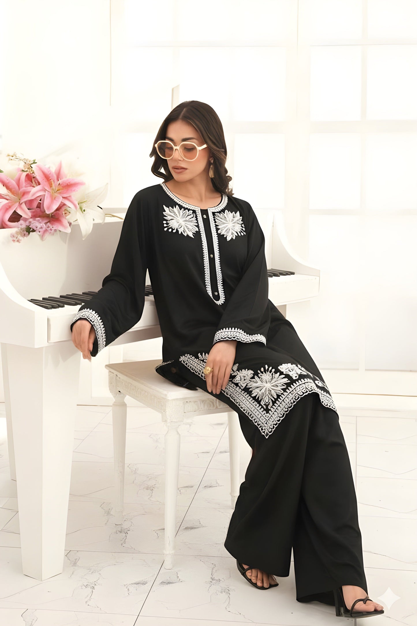 Embroidered Cotton Jacquard Stitched 3 Piece
