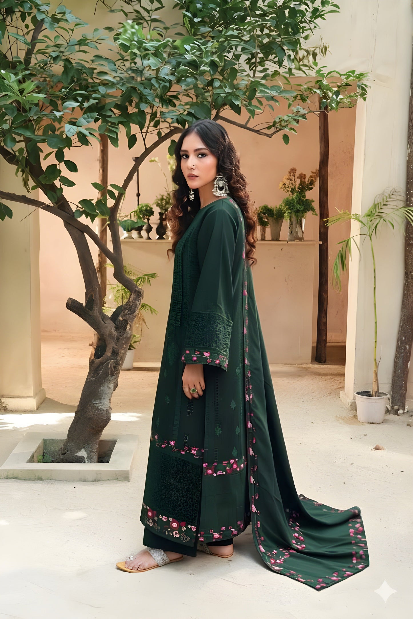 Embroidered Cotton Jacquard Stitched 3 Piece