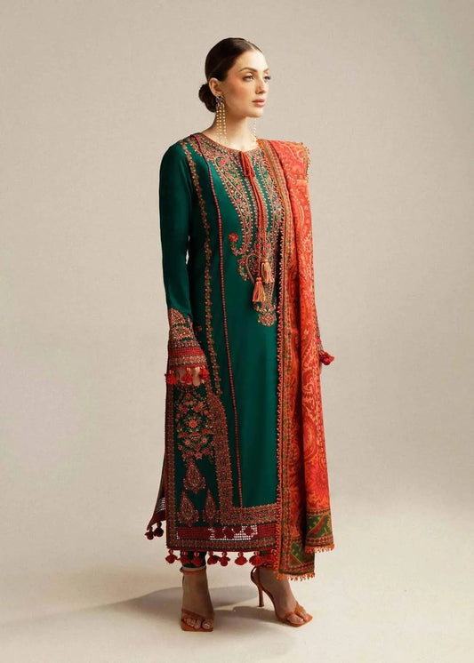 Green Embroidered Lawn 3Pcs Set for Women