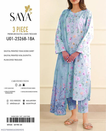 3 Pcs Women's Unstitched Printed Suit